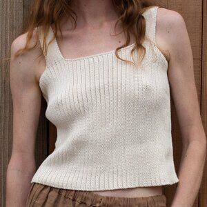 Honest Cotton - Square Knit Tank - Cream - OS